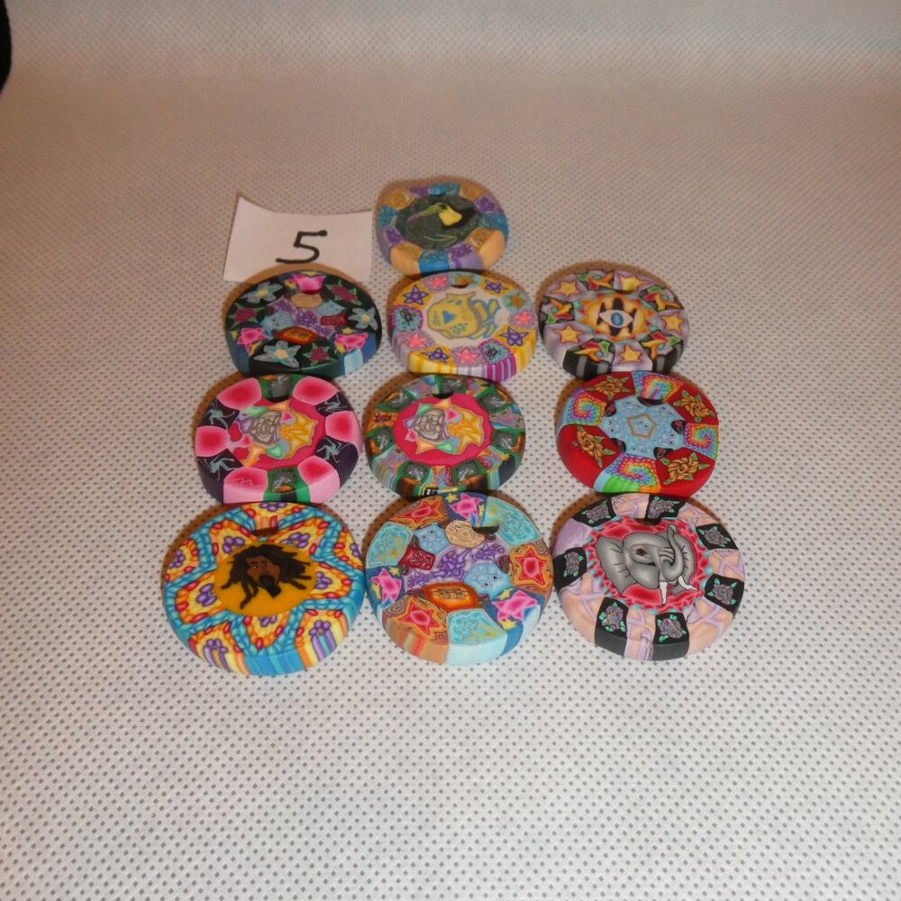 FIMO Clay Pendants Assorted Designs Pack of 10 - Picture 10 of 10